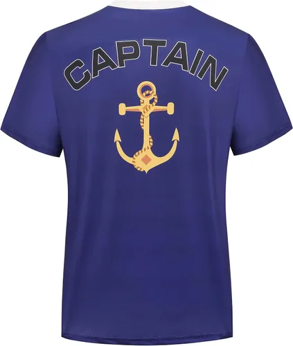Vista 2 de Colorful House Mens Sailor Boat Captain T-Shirt Nautical Cruise Themed Yacht Rock Parties Costume