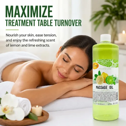Vista 7 de SPA REDI Aceite de masaje de limón y lima, mezcla botánica de 5 aceites para preparación de tejidos profundos y pedicura, absorción rápida sin