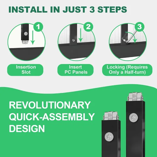 Vista 5 de Takywep Invernadero para exteriores de 6 x 9 pies con paneles de policarbonato, kit de invernadero con marco de aluminio resistente con puerta