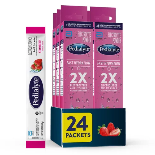 Vista 12 de Pedialyte Paquetes de polvo de electrolitos de hidratación rápida, manzana, bebida de hidratación, 8 paquetes de polvo de una sola porción