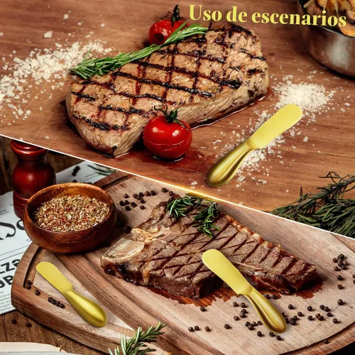 Vista 7 de Cuchillo de Mantequilla Cuchillo Esparcidor de Mantequilla Cuchillo de Mantequilla Dorado Juego de 4 Cuchillos Esparcidores de Queso Cuchillos