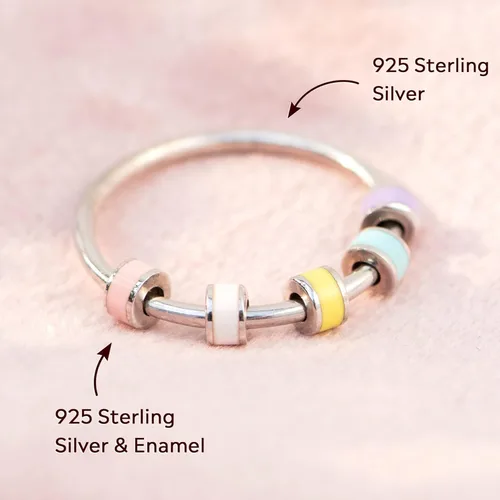 Vista 5 de STORYJEWELLERY Regalos de Navidad para hija, anillo antiestrés, anillos de ansiedad para mujeres, anillos giratorios para el estrés, anillo