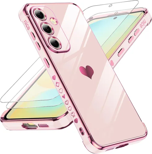 Vista 49 de LeYi Funda para Motorola-G 2025: Love Heart Plating Luxury, Negro