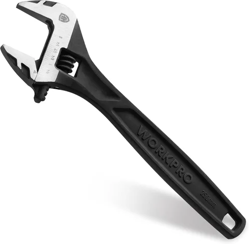 Vista 14 de WORKPRO - Llave ajustable de 4 pulgadas de servicio pesado con escala imperial y métrica, llave premium de acero Cr-V, cromada