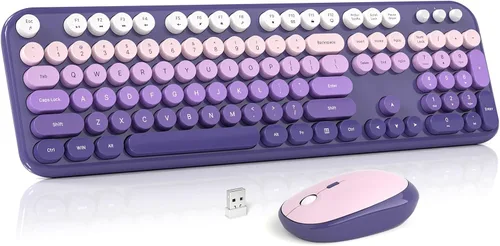Vista 15 de MOWUX - Combo de teclado y mouse inalámbricos para Windows, teclado inalámbrico externo de tamaño completo 2.4G, mouse compacto, 8 teclas multimedia