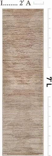 Vista 2 de Rugshop Alfombra bohemia a rayas resistente a las manchas, color beige, 2 x 7 pies