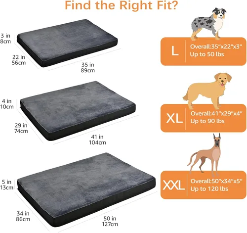 Vista 2 de Amazon Basics Cama para perros con espuma viscoelástica de gel refrescante, soporte de alivio de presión para perros de hasta 90 libras, parte