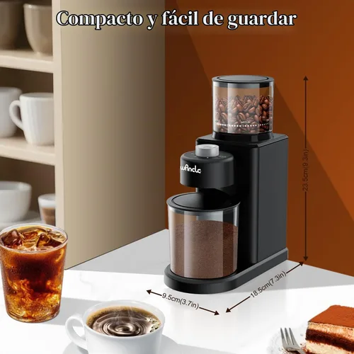 Vista 6 de Wancle Molinillo de café cónico eléctrico – Molinillo de café automático compacto de 200 W con 25 ajustes ajustables, molinillo de café expreso