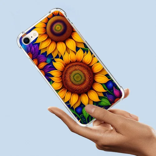Vista 2 de Funda para iPhone SE 3ª Gen 2022, hermosa funda de girasoles con protección contra caídas y a prueba de golpes, cubierta protectora de cuerpo