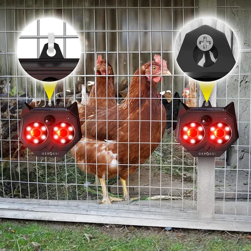 Vista 3 de Paquete de 2 unidades de disuasión de animales mejorados, diseño alimentado por energía solar con ojos depredadores activados por movimiento