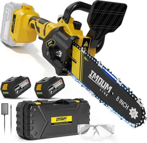 Vista 8 de Mini motosierra inalámbrica de 6 pulgadas, sierra de podar a batería, potente motosierra eléctrica con engrasador automático, motor sin escobillas