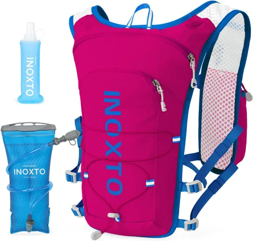 Vista 9 de INOXTO Running Hydration Vest Backpack,Lightweight Insulated Pack with 1.5L Water Bladder Bag Daypack for Trail Hiking Running Cycling Race Marathon