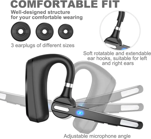 Vista 6 de Auriculares Bluetooth V5.0, auricular Bluetooth inalámbrico 24 horas de llamadas HD, CVC8.0 con cancelación de ruido de doble micrófono, manos