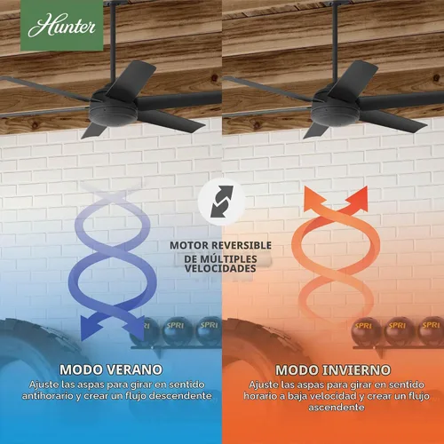 Vista 6 de Hunter Jetty, ventilador de techo para exteriores o interiores, 52 pulgadas Negro mate