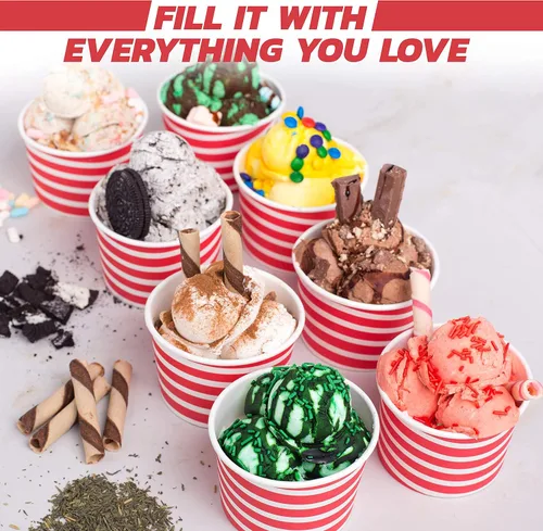 Vista 4 de Vasos de helado – Paquete de 100 tazas de helado para helado, tazas de postre de yogur congelado