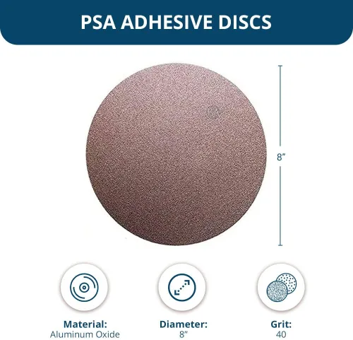 Vista 2 de Benchmark Abrasives Discos PSA de óxido de aluminio de alta calidad de 8 pulgadas, discos de lijadora orbitales aleatorios autoadhesivos para lijar