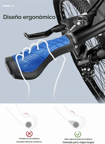 Vista 3 de TOPCABIN Empuñaduras de bicicleta, diseño ergonómico, empuñaduras de goma de dos colores para manillar de bicicleta con cómodos agarres de manillar