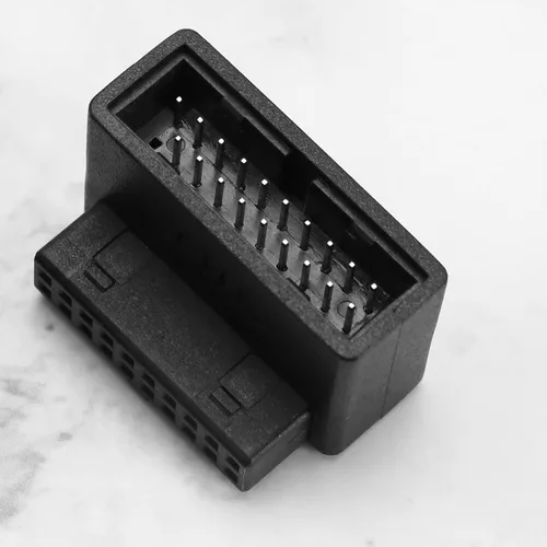 Vista 6 de 2 adaptadores USB 3.0 de 19/20 pines de 90 grados macho a hembra, L de giro recto para placa base de computadora