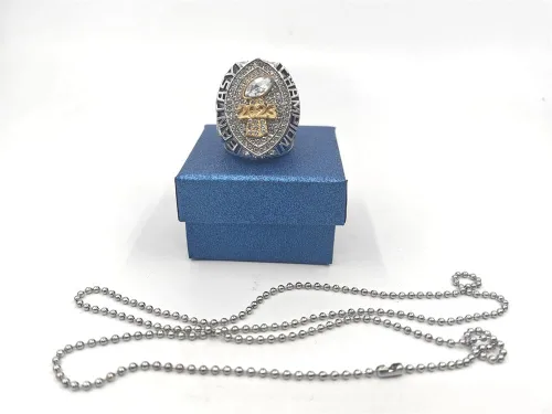 Vista 2 de Customize 2023 Fantasy Football Championship Rings Trophy Prize with Necklace