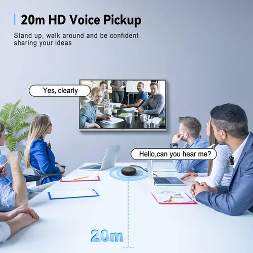 Vista 2 de Altavoz y micrófono para conferencias, altavoz USB con 10 micrófonos, recogida de 360° y reducción de ruido, micrófono omnidireccional portátil