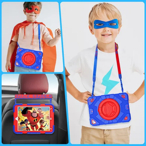 Vista 5 de Timecity Funda para iPad de 9ª/8ª/7ª generación de 10.2 pulgadas, protección duradera con protector de pantalla, asa, soporte, correa, soporte
