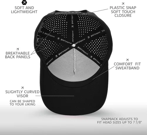 Vista 4 de We Fly Apparel Performance Snapback Hat - Gorra de béisbol para hombres y mujeres, Negro