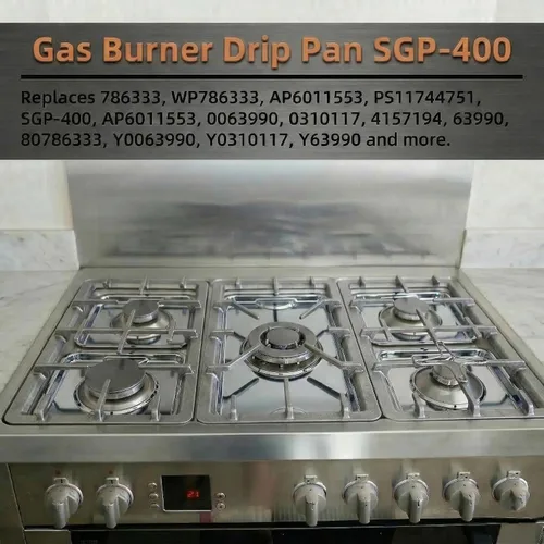 Vista 6 de SGP-400 Paquete de 4 Reemplazo Cuadrado Cromado de 7.75" x 7.75" para Bandeja de Goteo de Estufa de Gas Reemplaza 786333 PS11744751 WP786333