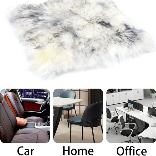 Vista 7 de OKAYDA Cojín cuadrado de 18 x 18 pulgadas para silla de piel de oveja australiana, felpa gruesa, antideslizante, lana suave, para comedor, hogar