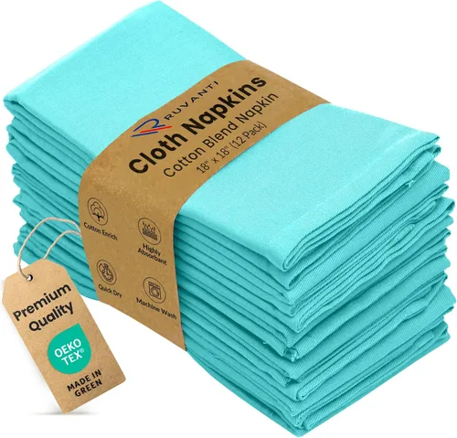 Vista 60 de Ruvanti - Juego de 4 servilletas de tela de 45x45 centímetros, lavables, suaves, duraderas, absorbentes, mezcla de algodón. Servilletas de mesa