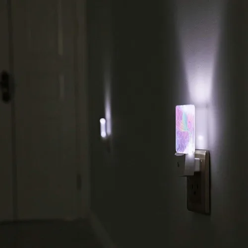 Vista 6 de Luz nocturna LED de 2 piezas, luz nocturna de sirena, linda lámpara enchufable, luces nocturnas LED con sensor de atardecer a amanecer, lámpara