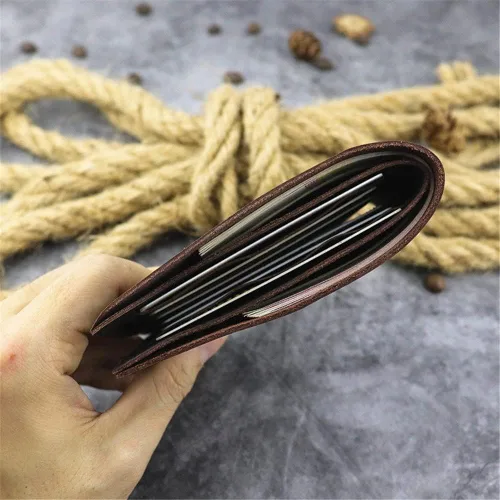 Vista 3 de CZDYUF - Cartera corta retro para hombre, vertical, dos pliegues, estilo casual, tarjetero (color D, tamaño 3.9 x 3.9in)