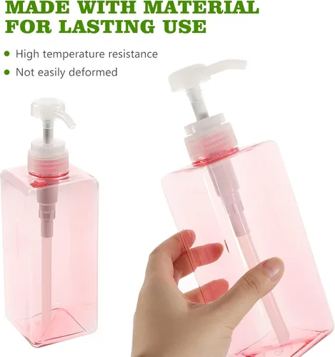 Vista 3 de Zerodeko 1 botella vacía de 22.0 fl oz botella cuadrada con bomba dispensadora de botella recargable para lavado facial champú jabón de manos