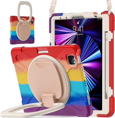 Vista 36 de Funda para iPad Air de 3ª generación – Funda resistente para niños con soporte giratorio, soporte para lápices y correa de transporte para iPad