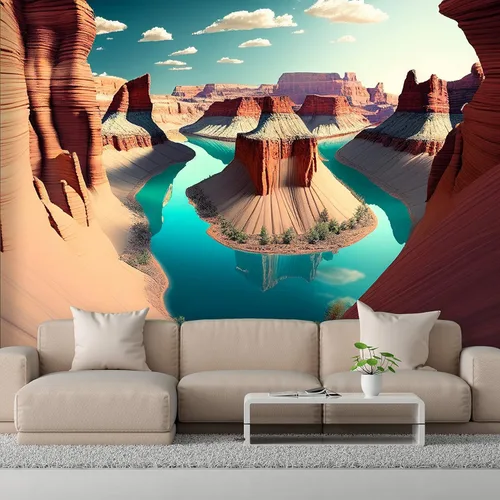 Vista 6 de Papel pintado 3D del Gran Cañón, paisaje del parque nacional en Arizona, vista de la ciudad de Arizona, arte mural de pared grande para dormitorio