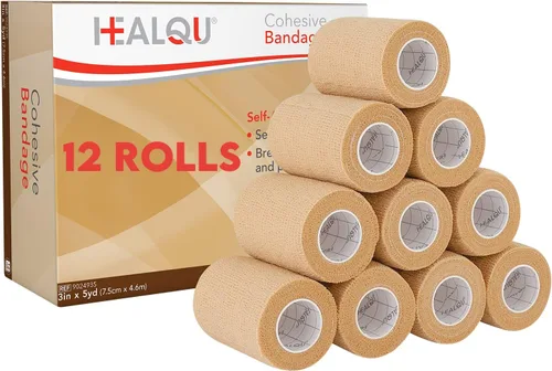 Vista 5 de HEALQU Vendaje autoadhesivo – Cinta cohesiva para atletismo y deportes – Cinta médica autoadhesiva de 1 pulgada x 5 yardas, vendajes elásticos