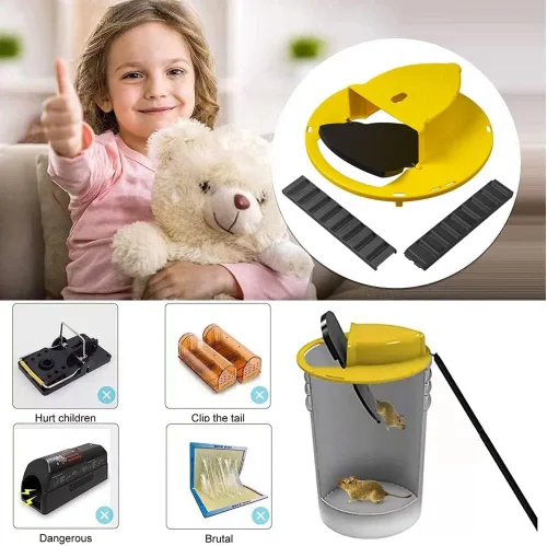 Vista 7 de Trampa para ratones con tapa abatible, para interior y exterior, trampa para ratones, trampa para ratones, tapa de cubo de trampa para ratones