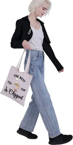 Vista 7 de G2TUP Chip and Mrs Potts Shoulder Bag Tea Party Tote The Best Teacup Is Chipped Belle Inspired Canvas Bag