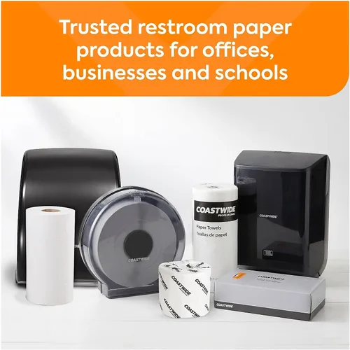 Vista 7 de Coastwide Papel higiénico profesional reciclado jumbo, 2 capas, blanco, 1000 pies/rollo, 6 rollos/caja