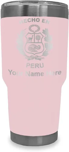 Vista 15 de LaserGram Vaso aislado al vacío de 20 onzas, hecho en Perú, grabado personalizado incluido (negro)