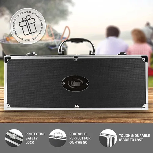 Vista 8 de Kaluns Accesorios para Barbacoa, Regalos para Papá para Navidad, Regalos para Barbacoa, Juego de Herramientas para Barbacoa de Acero Inoxidable