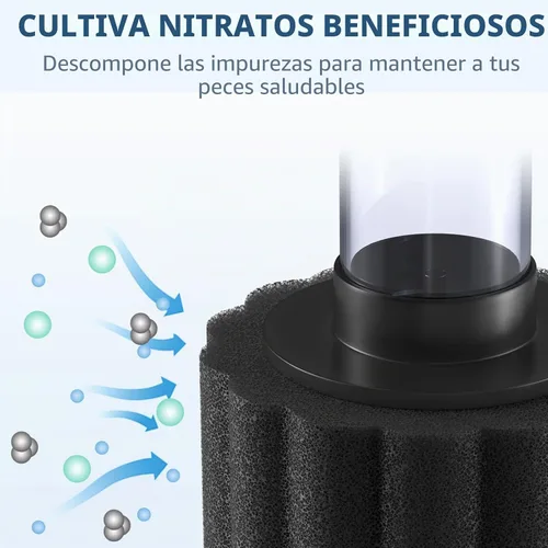 Vista 8 de Pawfly Bomba de aire para acuario con kit de filtro de esponja nano bio, válvula de control de aire, tubería de línea aérea y accesorios de válvula
