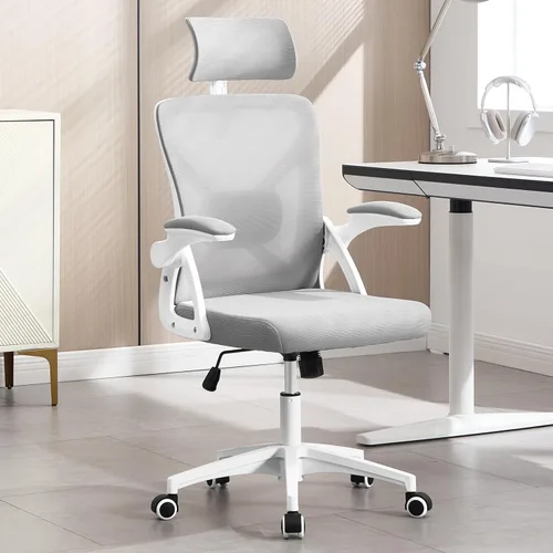 Vista 8 de Silla de Oficina, Silla de Escritorio Ergonómica con Soporte Lumbar Ajustable, Silla de Oficina Gris de 400 Libras Silla de Computadora de Malla