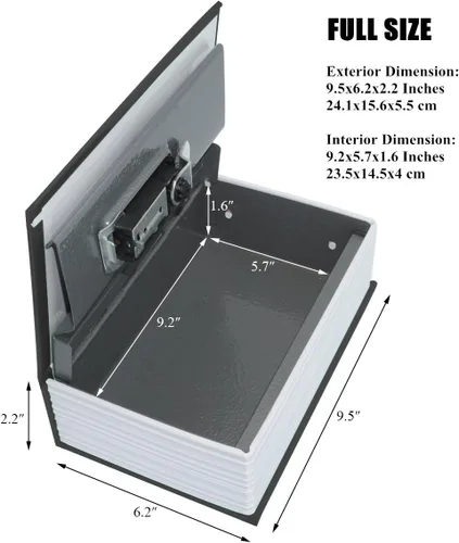 Vista 7 de Caja fuerte con forma de libro con cerradura de combinación - Jssmst Caja fuerte de metal con camuflaje de diccionario para oficina en casa