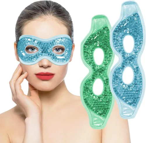 Vista 8 de Mascarilla de gel refrescante con agujeros, 2 paquetes de ojos fríos para ojos hinchados e hinchazón, paquete de gel de calor reutilizable