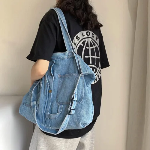 Vista 3 de Yohora Bolso de hombro para mujer, bandolera de mezclilla, estilo hobo, casual, ligero, para trabajo, viajes