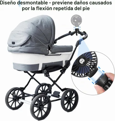 Vista 10 de Ventilador portátil para cochecito recargable con clip para Negro-1