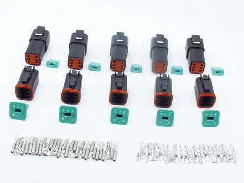 Vista 6 de 5 Sets 2Pin DT Conector kit impermeable sellado enchufe eléctrico carcasa Cable Dt Conector 22-16AWG DT04-2P DT06-2S (negro)