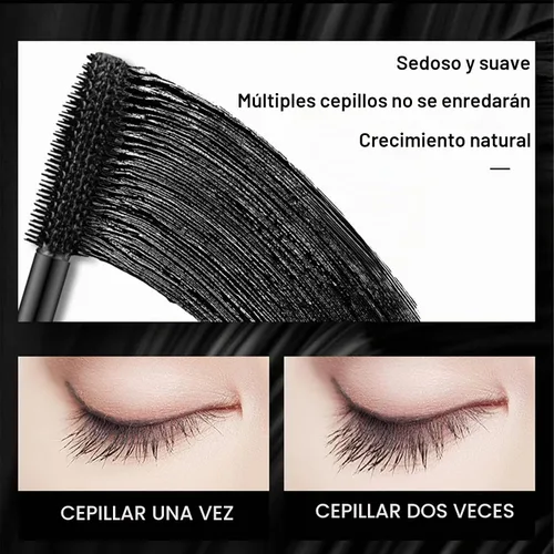 Vista 6 de Paquete de 4 pestañas de fibras de seda 4D, máscara de pestañas engrosadas impermeables a prueba de manchas, exquisitamente completa, pestañas más