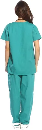 Vista 3 de Conjunto médico Just Love de seis bolsillos para mujer (cuello de pico y pantalón cargo)