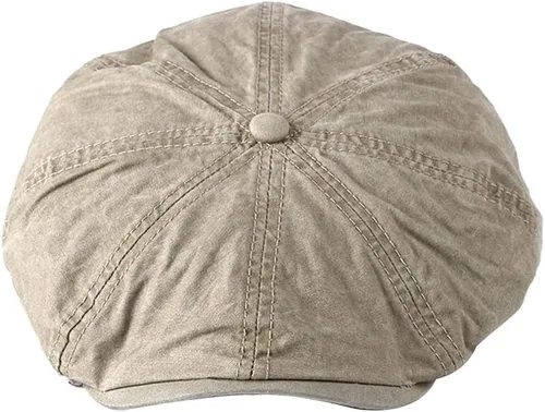 Vista 6 de Gorra plana para hombre de 8 paneles de algodón lavado al aire libre protección solar Newsboy Cap Azul denim